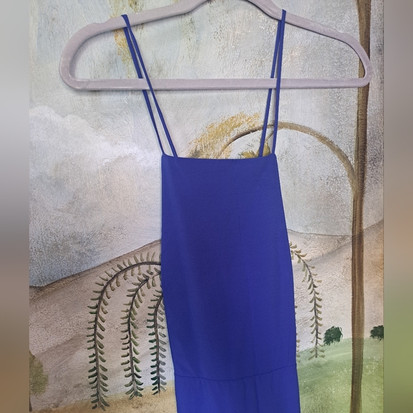 Donna Mizani Dress Square Neck Gown Blue Lined Adjustable Straps Size Large - Picture 6 of 10